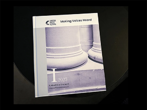 Front cover of the Making Voices Heard I hardback book, the official 2025 Chester Photo Festival publication.